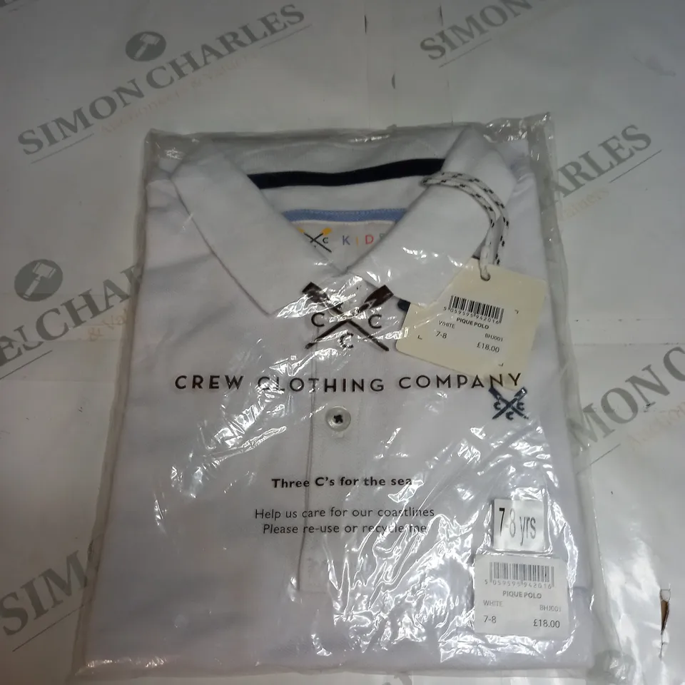 BAGGED CREW CLOTHING COMPANY PIQUE POLO SHIRT SIZE 7-8 YEARS