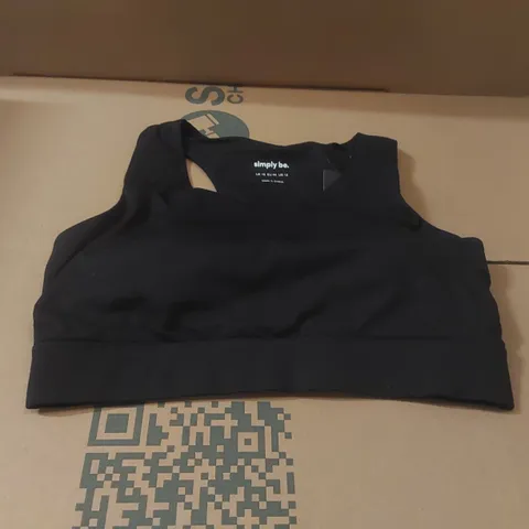 BOX CONTAINING APPROXIMATELY 18x BRAND NEW SIMPLY BE BLACK ACTIVE SPORTS TOPS - SIZE 16