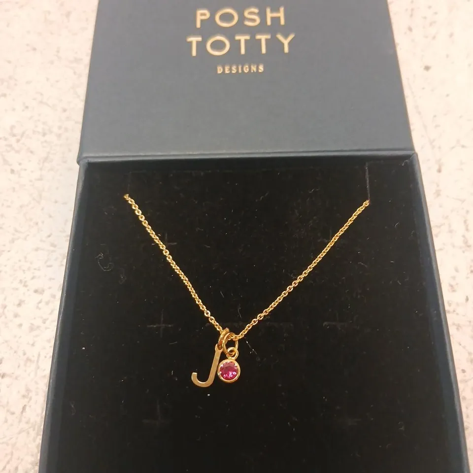 POSH TOTTY DESIGNS BIRTHSTONE & INITIAL CHARM NECKLACE STERLING SILVER