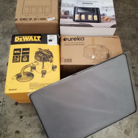 PALLET OF ASSORTED PRODUCTS INCLUDING AIR FRYER, VACUUM CLEANER, DEWALT SHOP VAC, KITCHEN ROLL