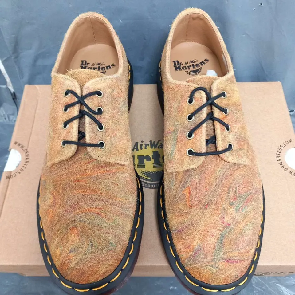 BOXED DR MARTENS AIR WAIR SMITHS BROWN AND MUSTARD MARBLED HAIRY SUEDE SIZE 7