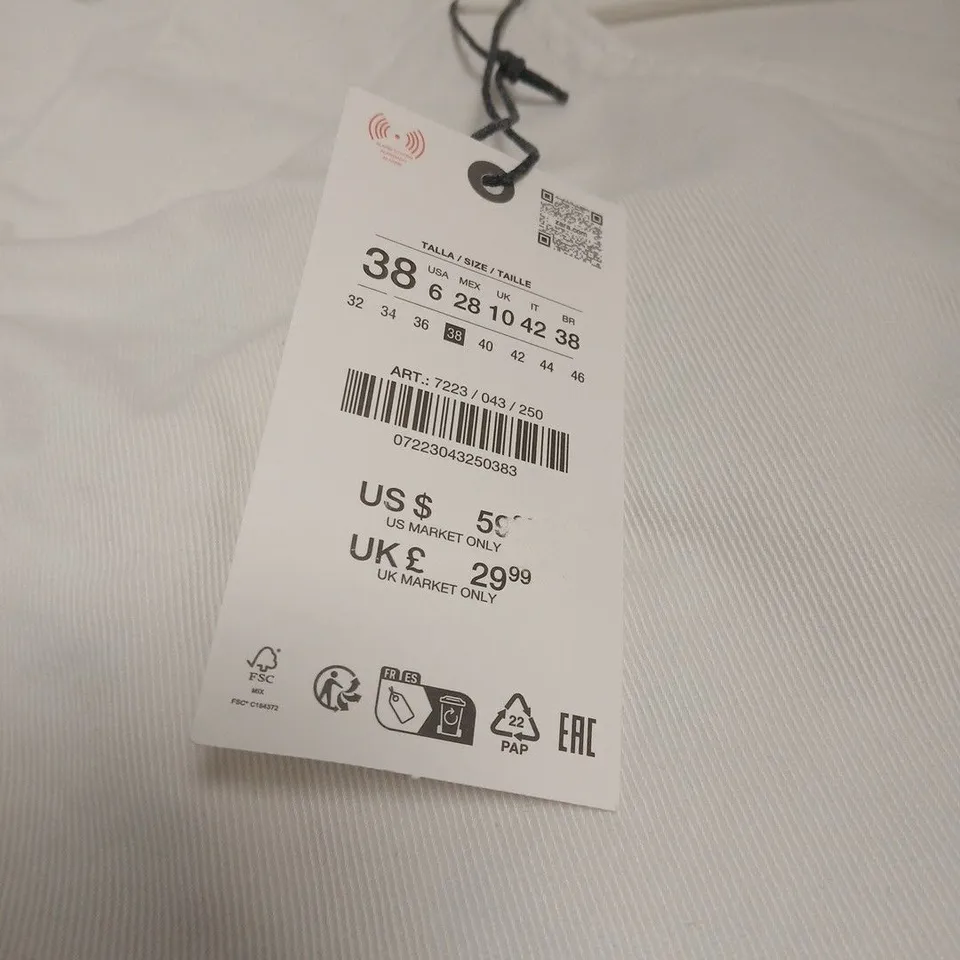 ZARA WHITE TROUSERS – WOMEN, UK 8 (EU 38)