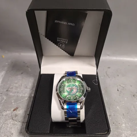 MENS ERNEST FERDINAND WATCH – GLOBAL DIAL – STAINLESS STEEL STRAP – 3ATM WATER RESISTANT