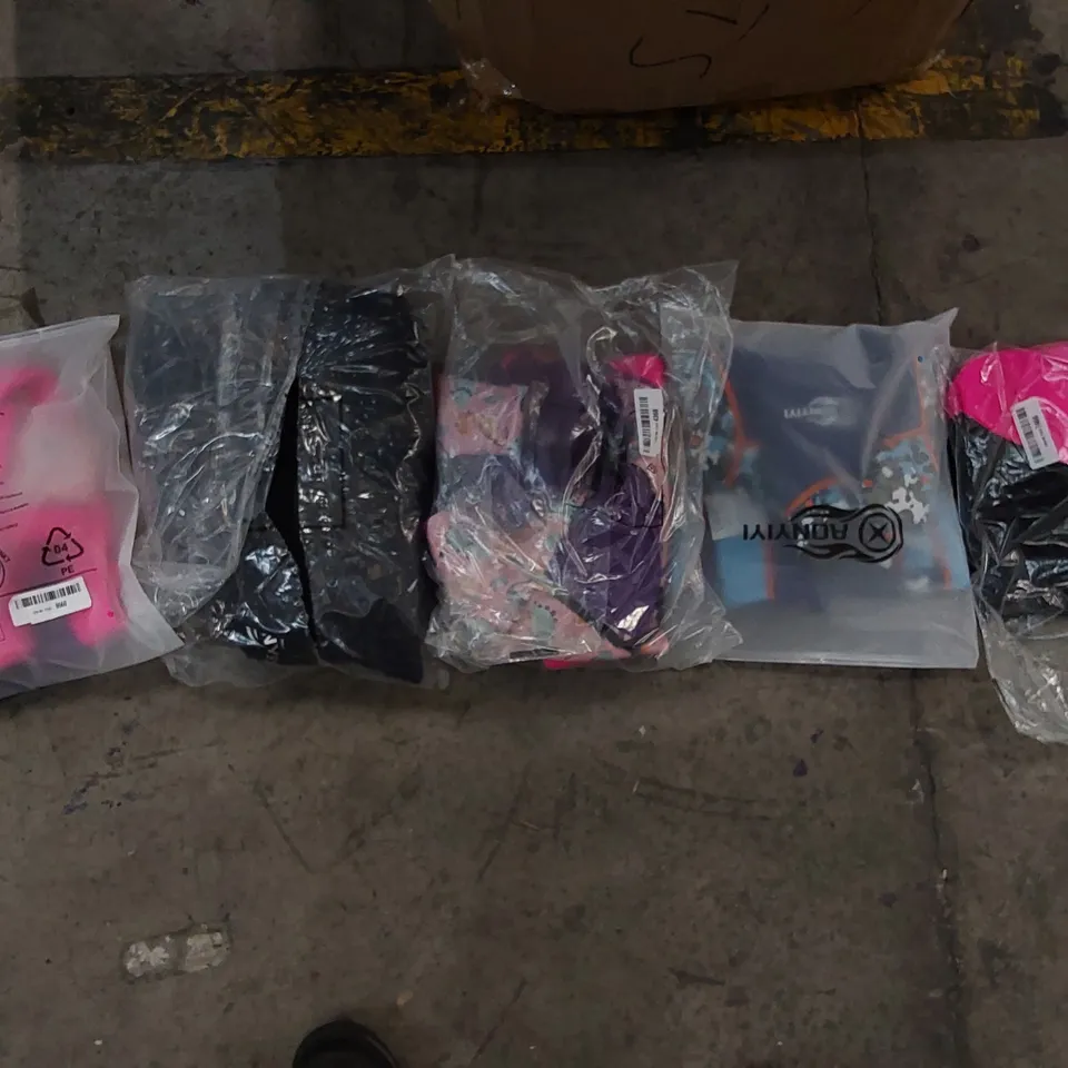 BOX OF ASSORTED WETSUITS FOR ADULTS AND CHILDREN (1 BOX)