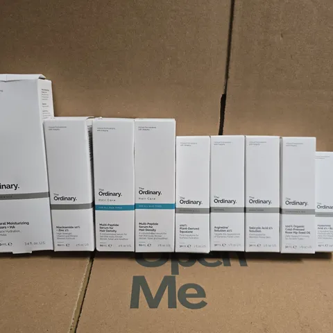 LOT OF 9 ASSORTED THE ORDINARY HEALTH & BEAUTY ITEMS TO INCLUDE HAIR DENSITY SERUM, HYDRATION FORMULA AND ROSE HIP SEED OIL