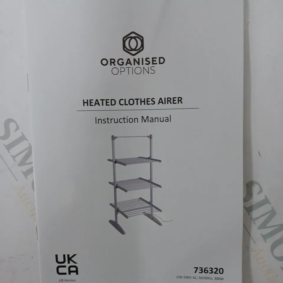 BOXED ORGANISED OPTIONS 3 TIER HEATED AIRER WITH 21M DRYING SPACE - COLLECTION ONLY