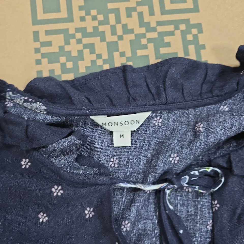 MONSOON WOMEN’S NAVY FLORAL PRINT BLOUSE – UK M