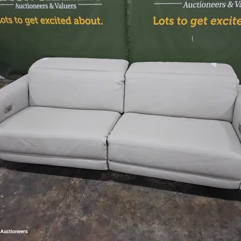 DESIGNER GARY ITALIAN POWER RECLINING THREE EESTER SOFA GREY LEATHER 