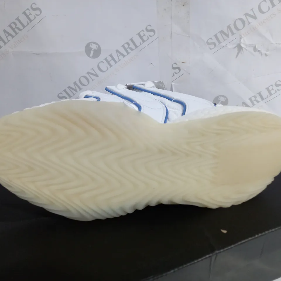 BOXED PAIR OF ADIDAS SOBAKOV BOOST WHITE TRAINERS SIZE 5.5