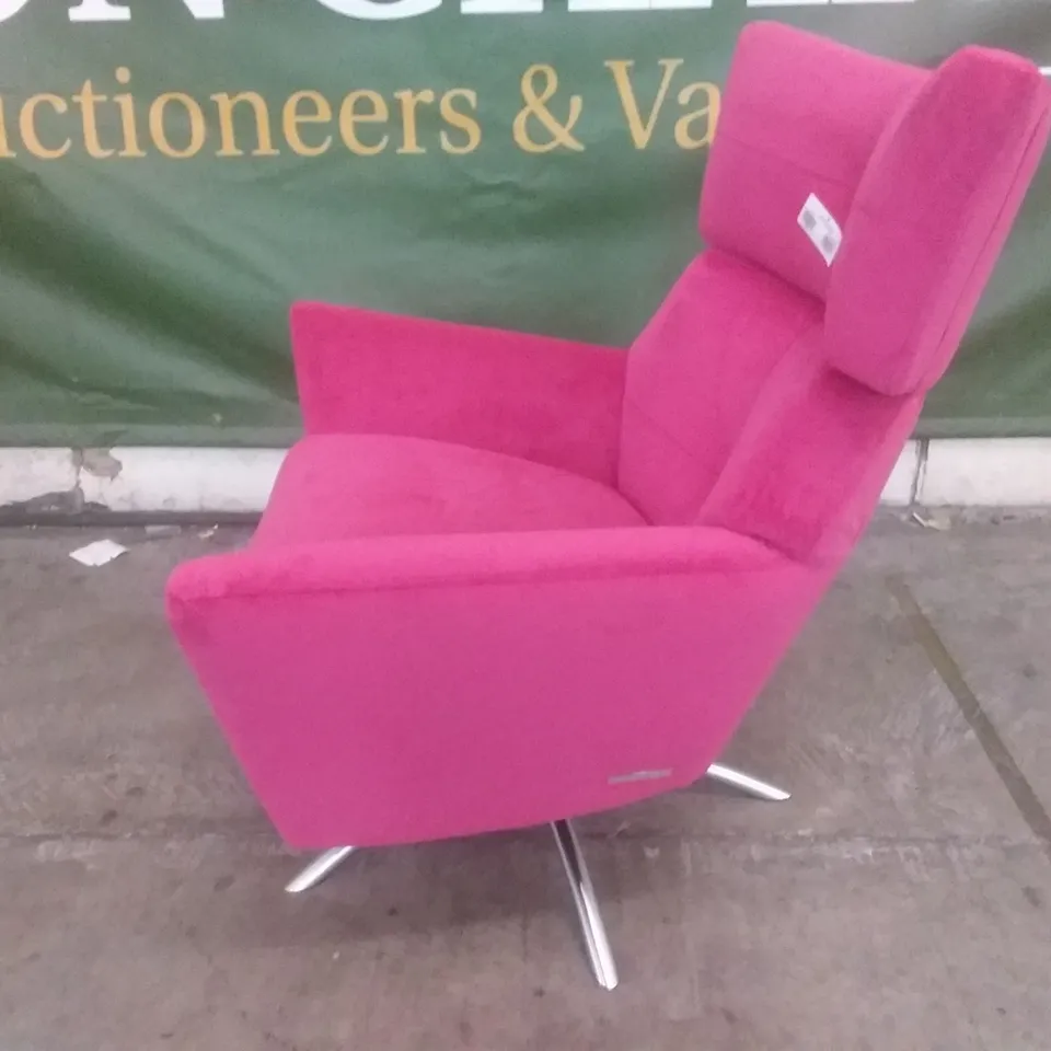 DESIGNER LOUNGE CO SWIVEL HOT PINK FABRIC ARMCHAIR 
