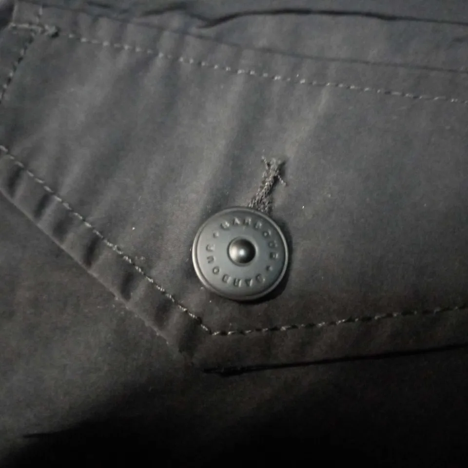 BARBOUR BLACK/WETLOOK BUTTON THROUGH SHACKET - LARGE