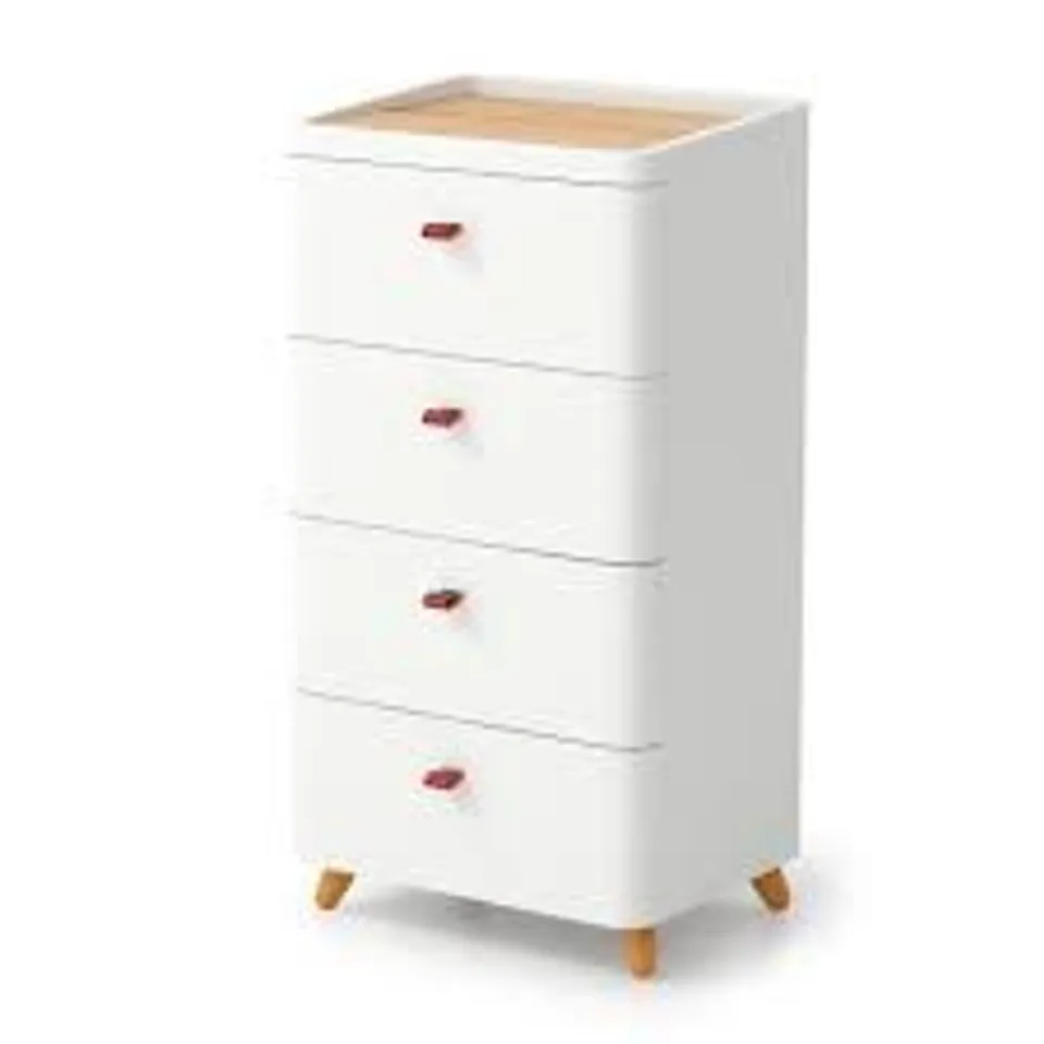 BOXED COSTWAY 4-DRAWER DRESSER WITH REMOVABLE ORGANIZER TRAY AND SOLID WOOD LEGS 