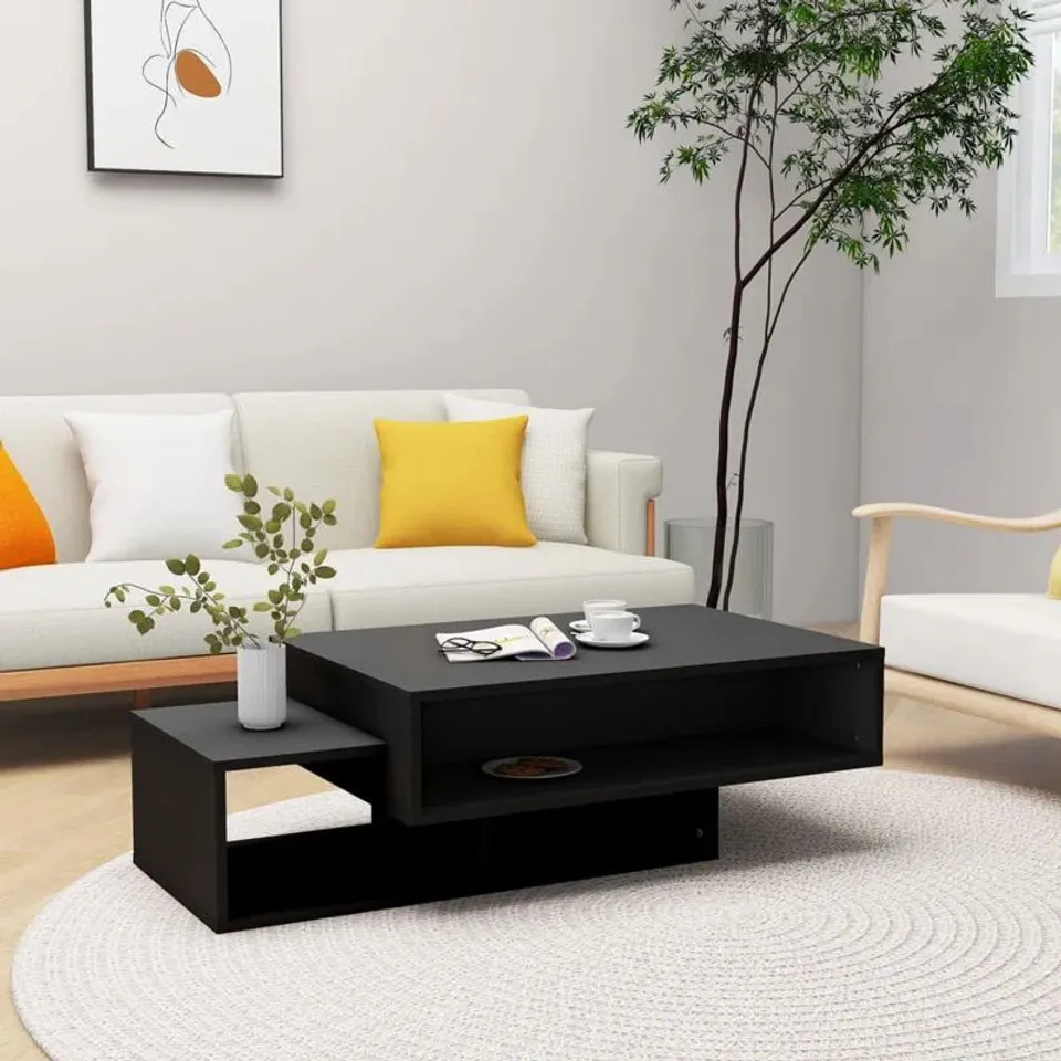 BOXED GODDING PEDESTAL COFFEE TABLE WITH STORAGE - BLACK (1 BOX)