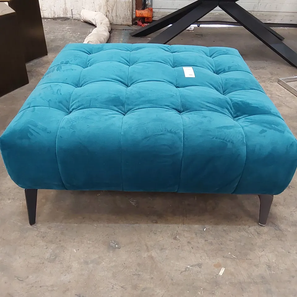 DESIGNER TEAL VELVET MONTREAL FOOTSTOOL (1 ITEM)