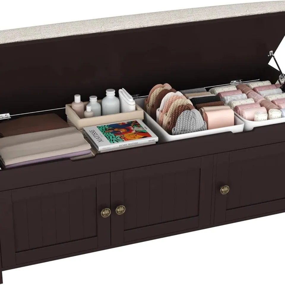 BOXED HOMEFORT 41.3" SHOE BENCH WITH LIFT, ESPRESSO