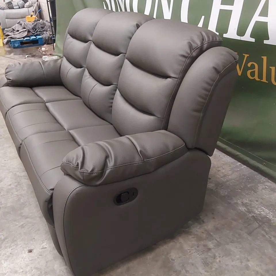 ROTHBURY LUXURY FAUX LEATHER HIGH BACK  3 SEATER MANUAL RECLINER SOFA - CHARCOAL  RRP £729