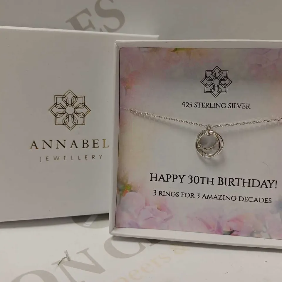 ANNABEL JEWELLERY 925 STERLING SILVER '30TH BIRTHDAY' NECKLACE