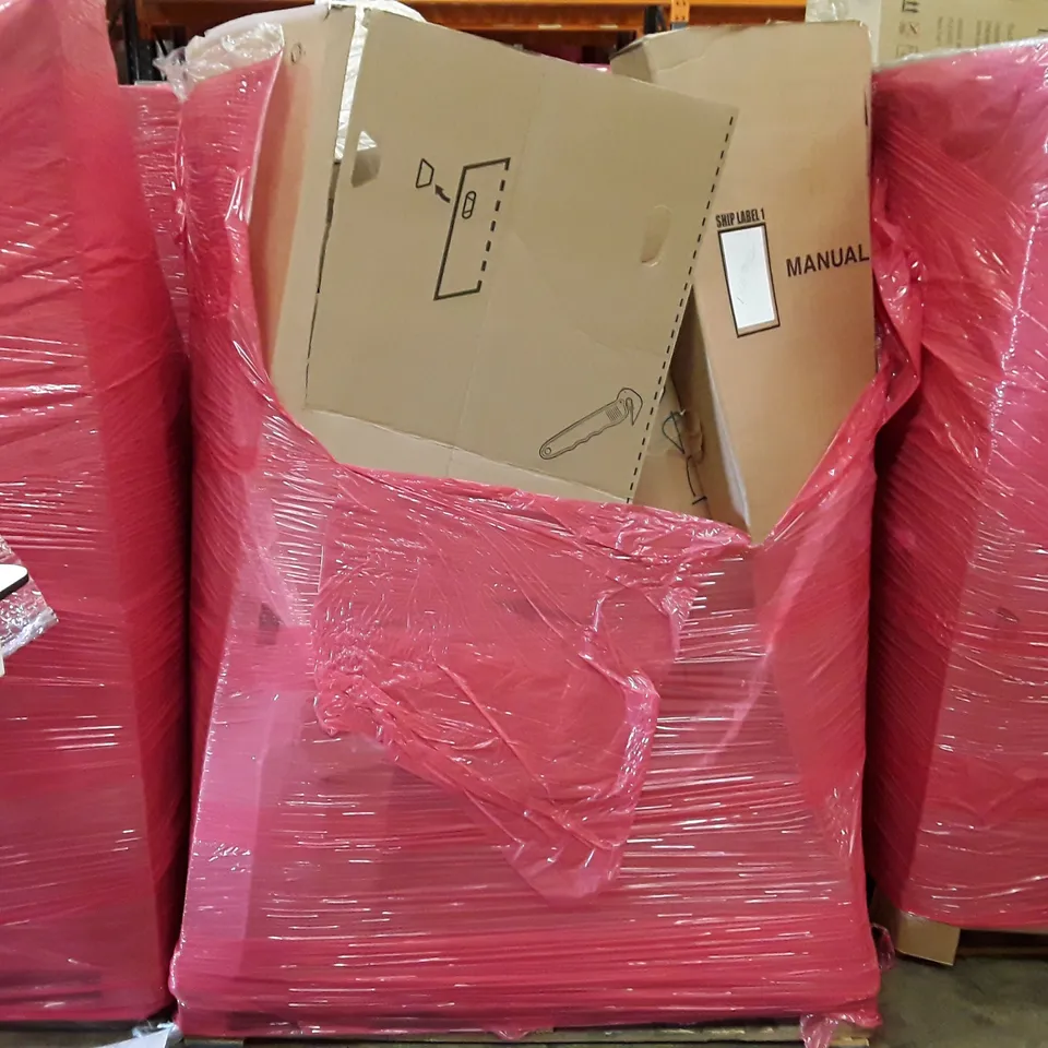 PALLET TO CONTAIN AN ASSORTMENT OF HOUSEHOLD ITEMS TO INCLUDE VASES, GARDEN FURNITURE, AND RUGS ECT