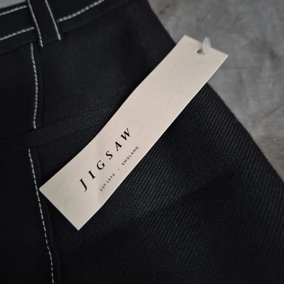 JIGSAW SEAMED DETAIL A-LINE SKIRT - BLACK, UK 6 (US 2, EU 34)