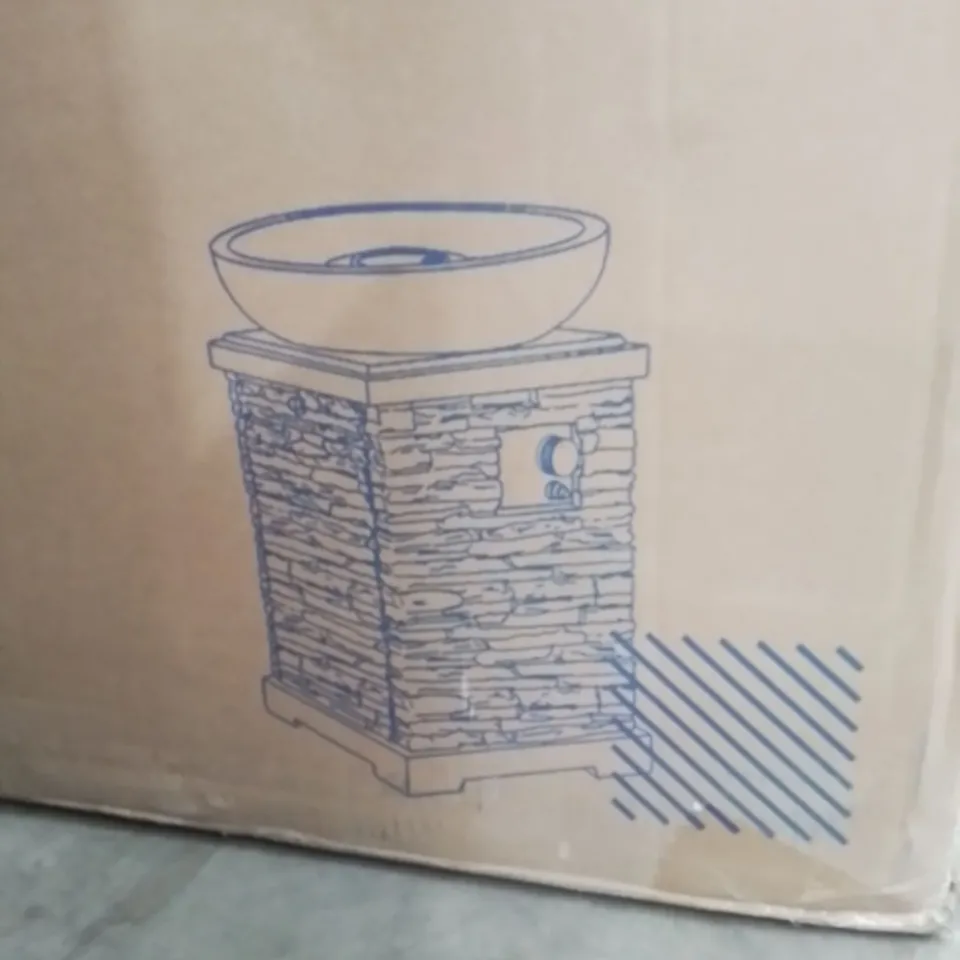 OUTDOOR GAS FIRE PIT WOODEN WITH LAVA ROCK & COVER