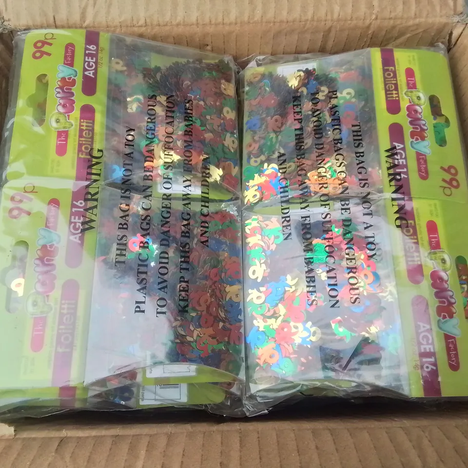LOT OF 16 BOXES OF BRAND NEW AGE 16 CONFETTI IN MULTI - 144 PIECES PER BOX / TOTAL 2304