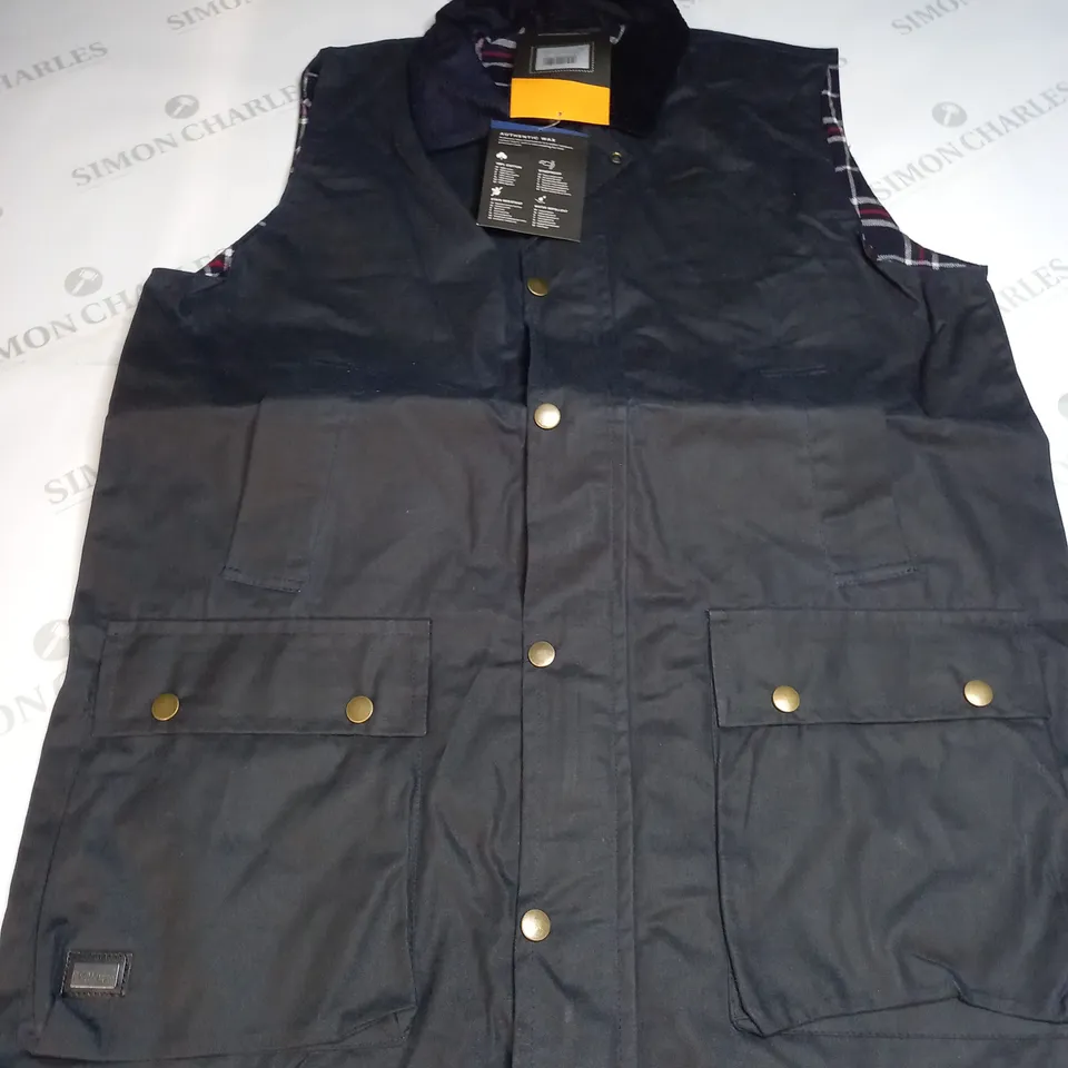 REGATTA BANBURY WAX BODY WARMER IN NAVY - UK MEDIUM