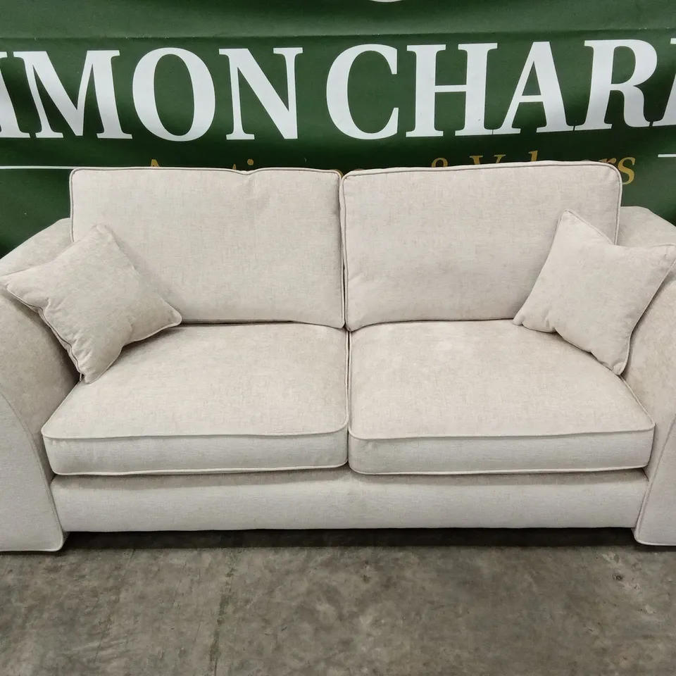 SAHARA 3 SEATER STANDARD BACK FABRIC SOFA - NATURAL