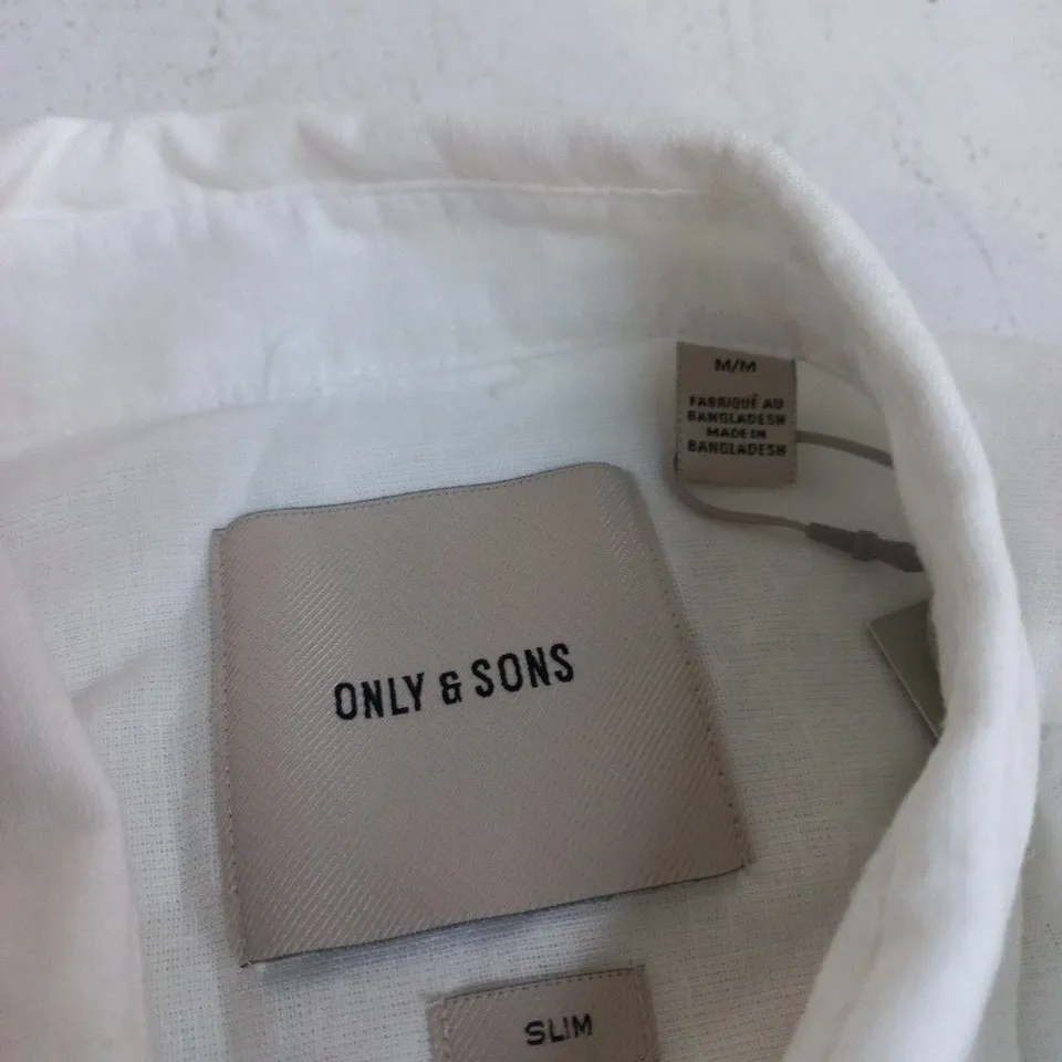 ONLY & SONS WHITE LINEN BLEND SHIRT – SLIM FIT, MEN'S M