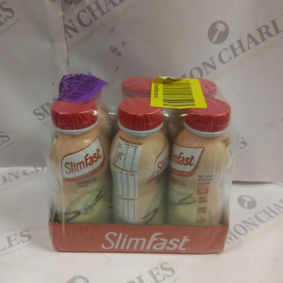 SEALED CASE OF 6 SLIMFAST FOOD SUPPLEMENT DRINKS - VANILLA - 6 X 325ML