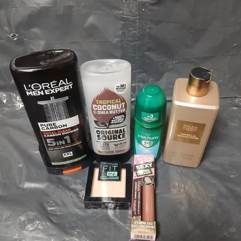 APPROXIMATEY 20 ASSORTED HEALTH AND BEAUTY PRODUCTS TO INCLUDE ORIGINAL SOURCE SHOWER GEL, MITCHUM ROLL ON AND SOAP AND GLORY LIP GLOSS
