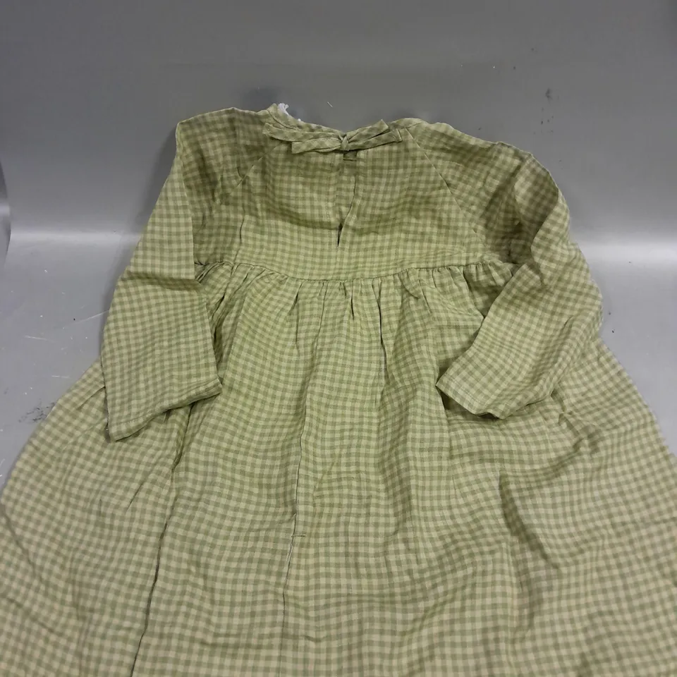 NELLIE QUATS PISTACHIO MINI CHECK HOPSCOTCH DRESS - 3-4YRS 