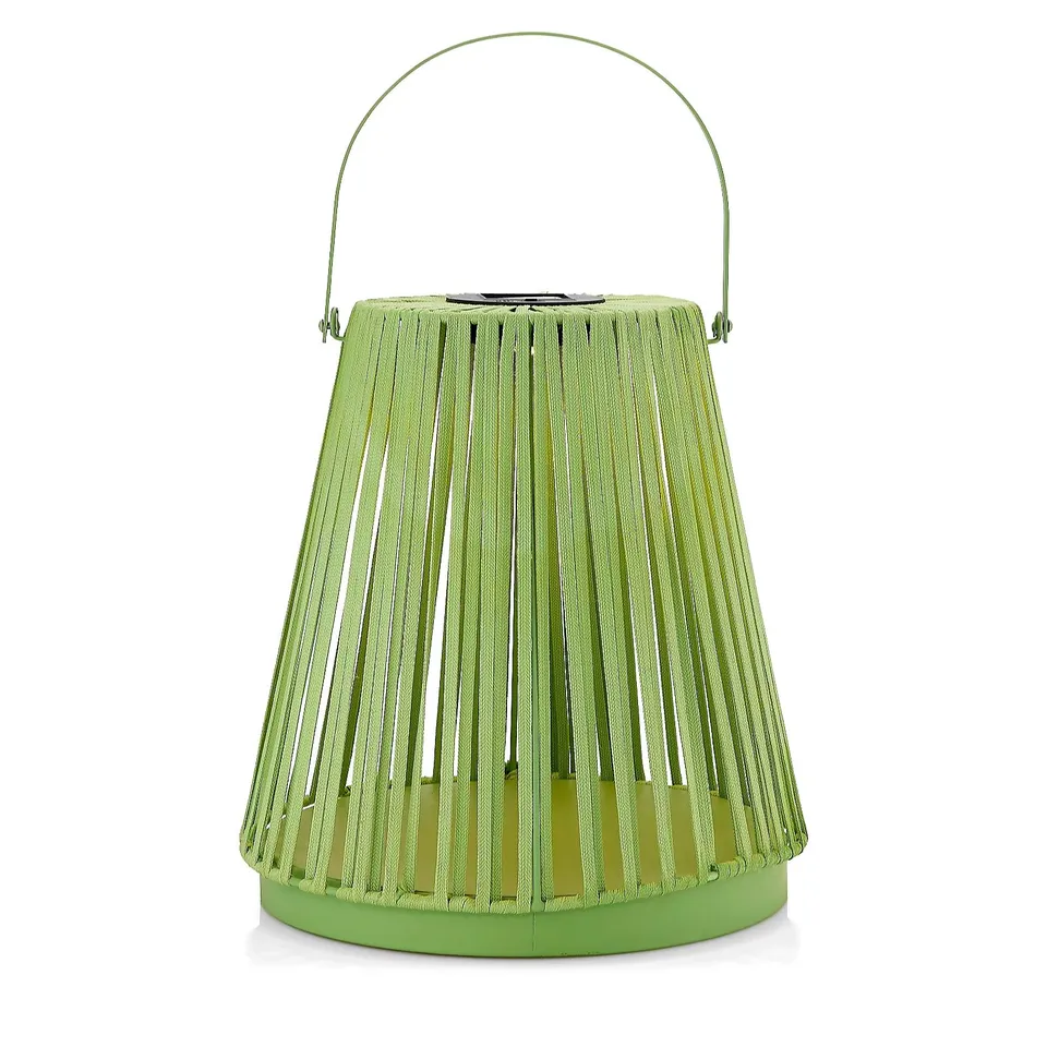 GARDEN STORIES BRAIDED ROPE MEDIUM SOLAR POWERED LED LANTERN