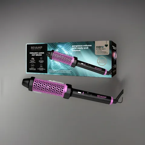 BOXED REVAMP  BLACK & PINK CERAMIC HOT BRUSH