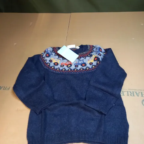 JOJO MAMAN BEBE TRACTOR FAIR ISLE JUMPER SIZE 3-4