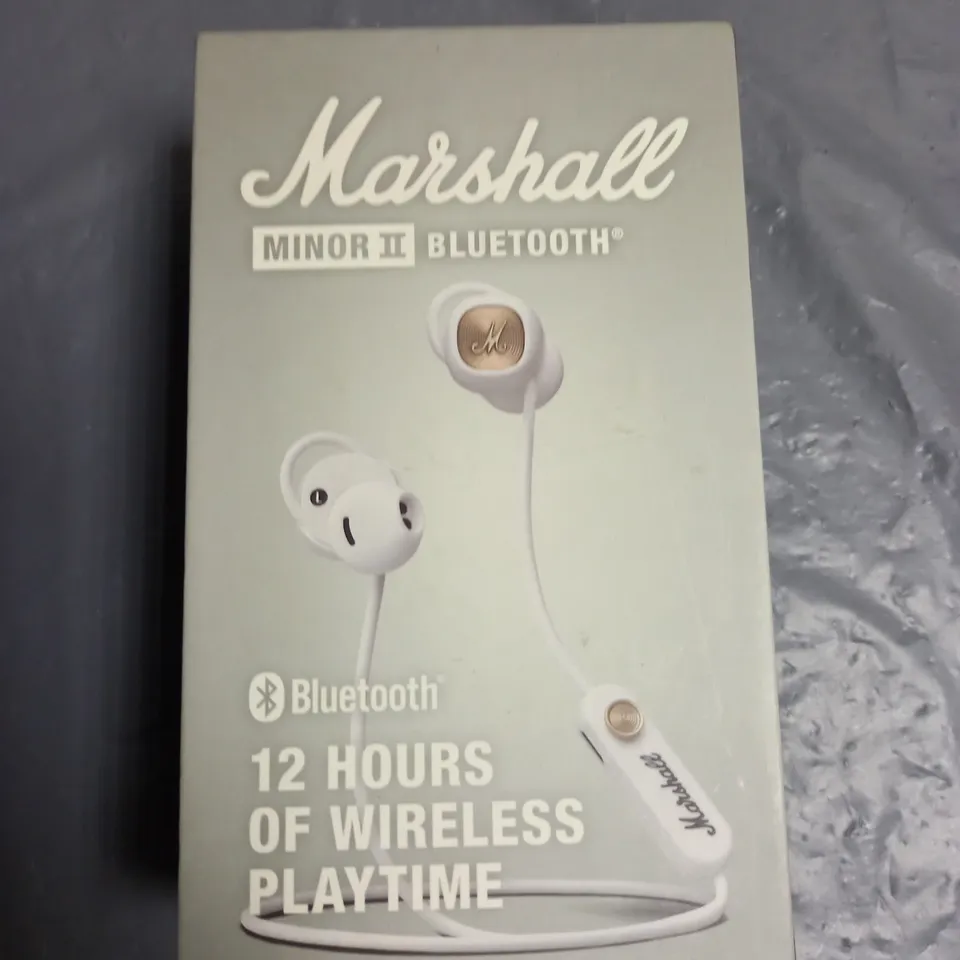 BOXED MARSHALL MINOR II BLUETOOTH WIRELESS EARPHONES WHITE