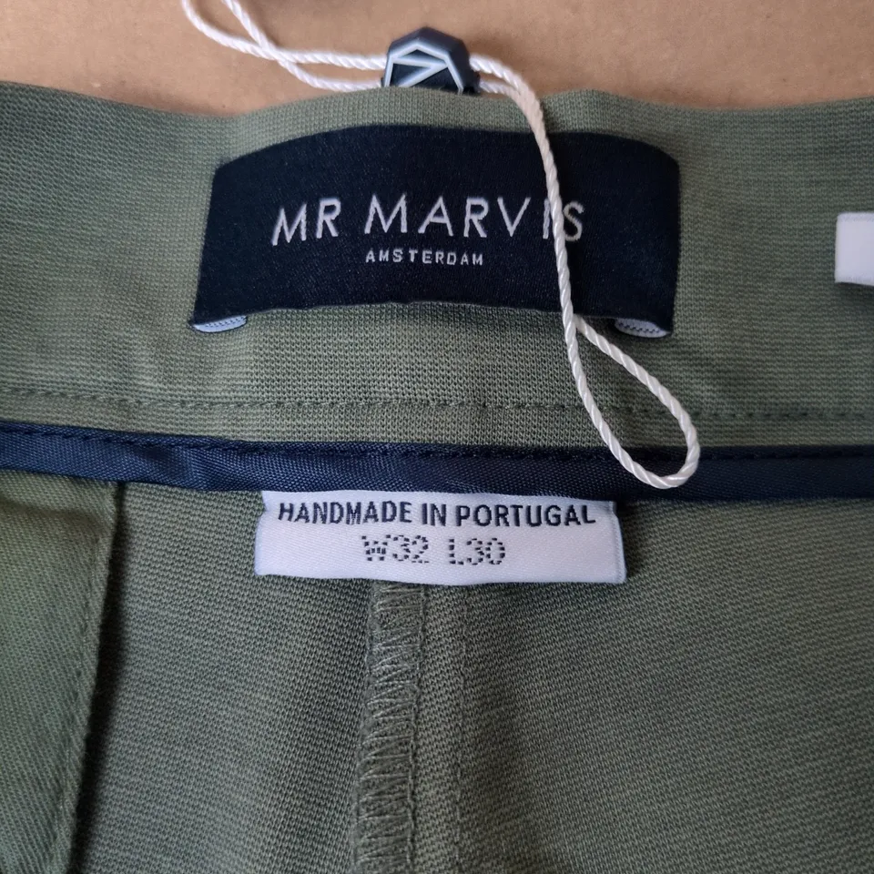 MR MARVIS THE EASIES LONG TROUSERS – OLIVE GREEN, HANDMADE IN PORTUGAL, UK 32