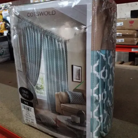 BAGGED TETOUAN ROOM DARKENING PENCIL PLEATED FULLY LINED CURTAINS, TEAL // SIZE: 229 X 229CM