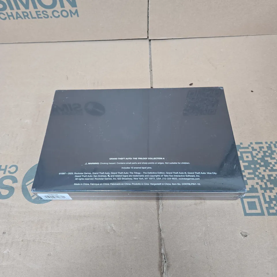 ROCKSTAR GAMES GRAND THEFT AUTO: THE TRILOGY COLLECTION A. ENAMEL PIN SET BOXED, SEALED