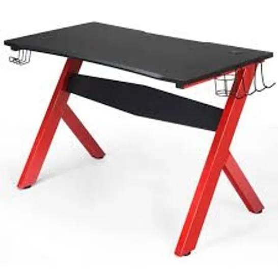 Lot 1609: BOXED COSTWAY BLACK AND RED COMPUTER DESK WITH MOUSE MAT ...