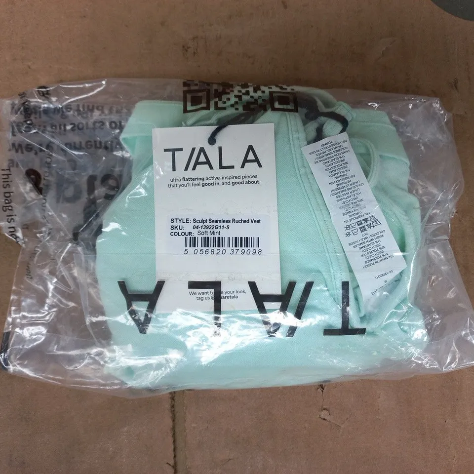 BAGGED T/ALA SCULPT SEAMLESS RUCHED VEST IN SOFT MINT SIZE SMALL