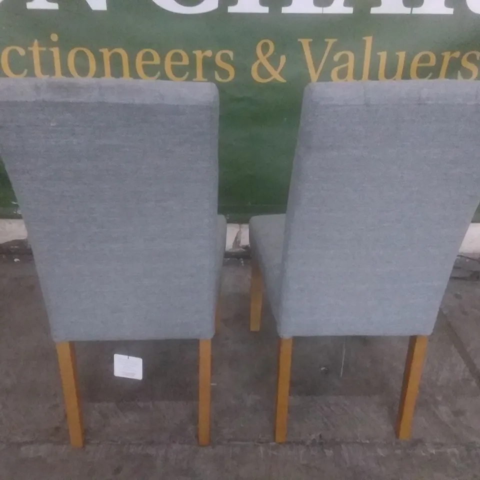 SET OF 2 NEW REGENT SLATE FABRIC BUTTON BACK DINING CHAIRS (OAK LEG)