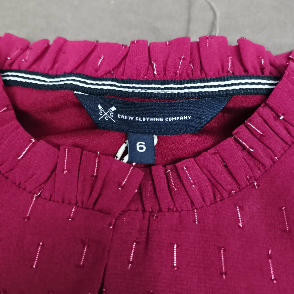 CREW CLOTHING COMPANY WOMEN’S PINK BLOUSE WITH FRILL NECK – UK 6