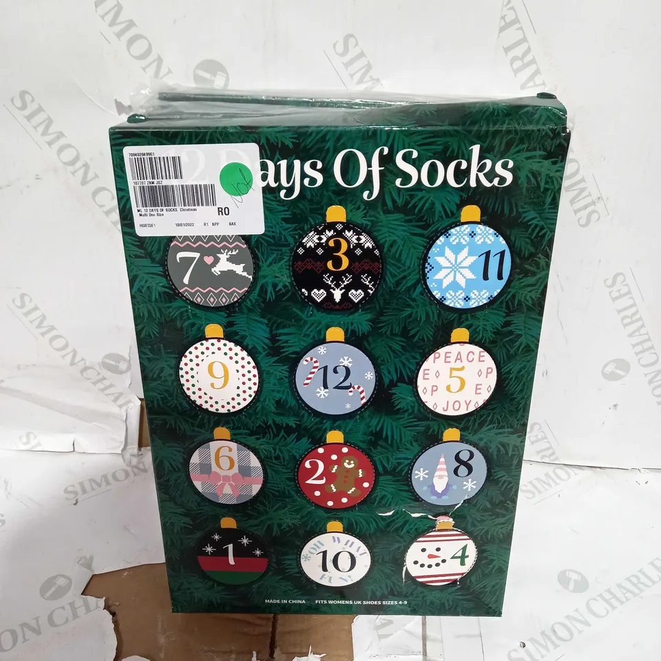 LOT OF 3 12 DAYS OF SOCKS ADVENT CALANDER