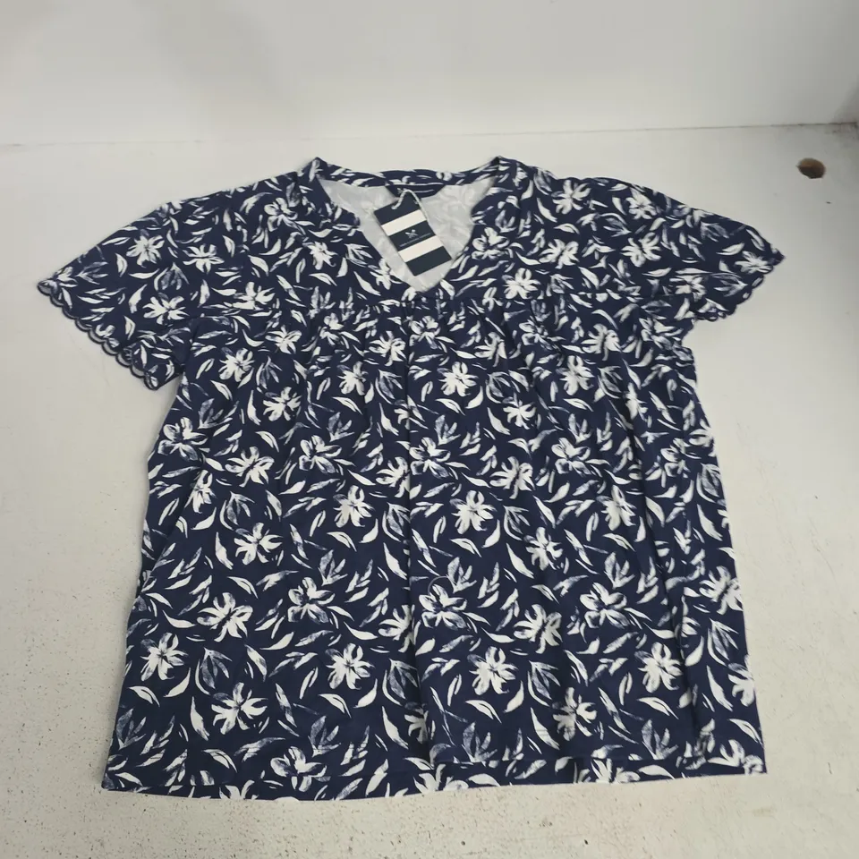 CREW CLOTHING ANGEL SLEEVE FLUTTER TOP IN BLUE - 14