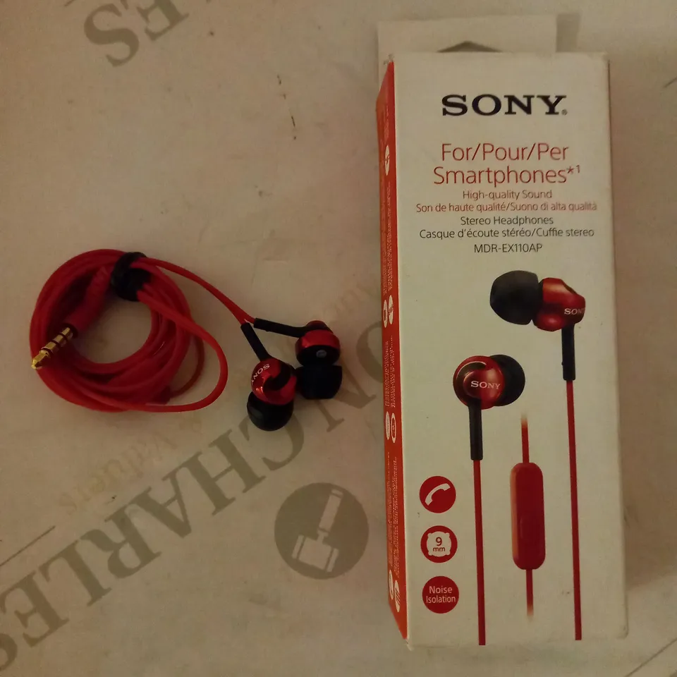 SONY STEREO HEADPHONES RED