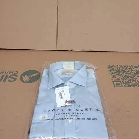 HAWES AND CURTIS FITTED SLIM FULL CUTAWAY COLLAR SINGLE CUFF BLUE SHIRT UK SIZE 17-36