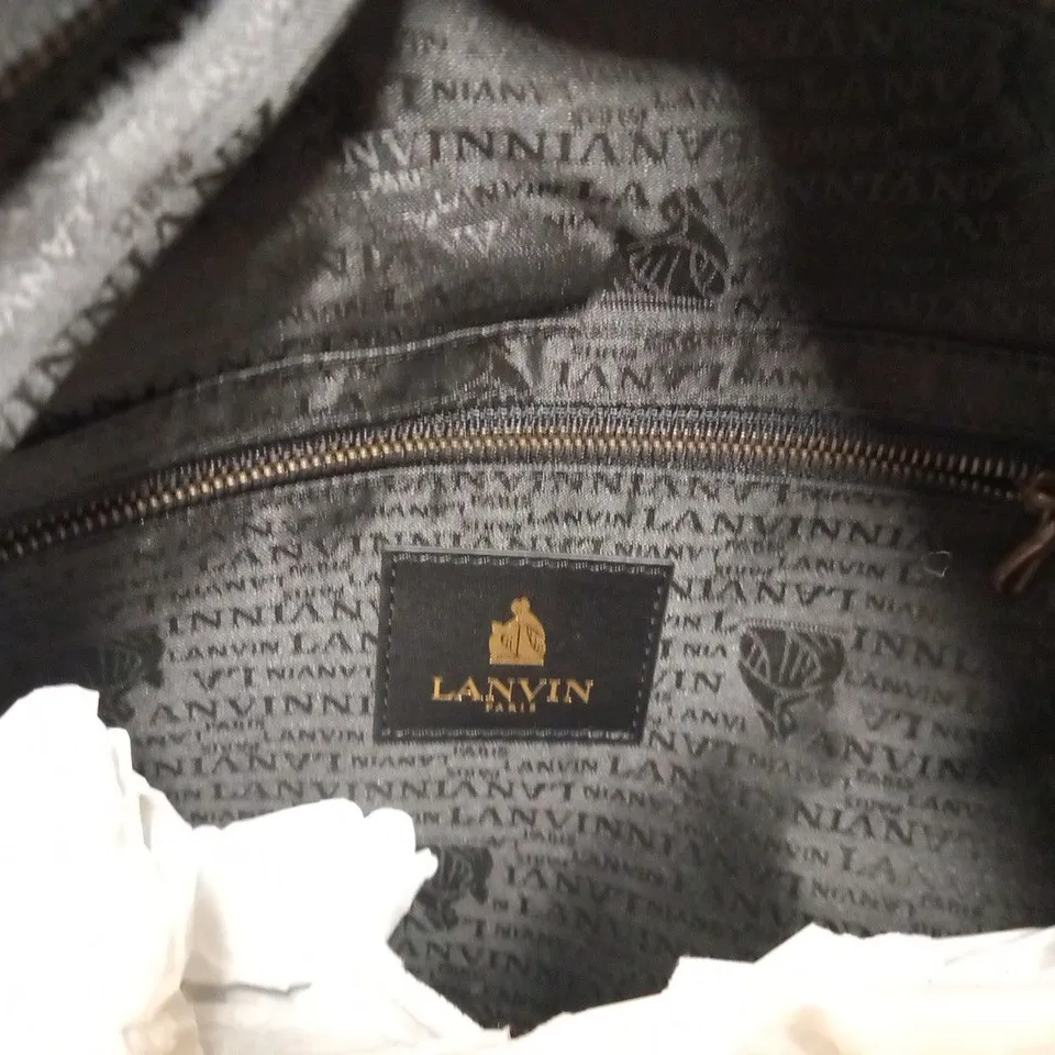 LANVIN NAVY LAMBSKIN BOWLING BAG