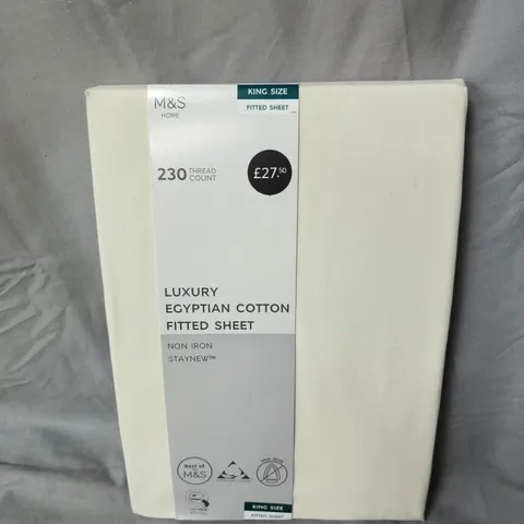 M&S LUXURY EGYPTIAN COTTON FITTED SHEET – KING SIZE