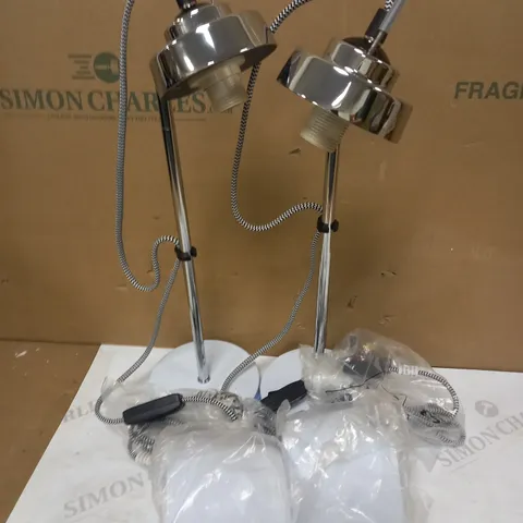 DAR LIGHTING GROUP PACK OF 2 JUBILEE TABLE LAMPS - WHITE & CHROME