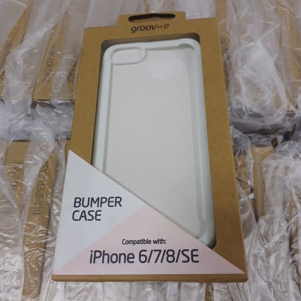 LOT OF APPROXIMATELY 100 GROOVE BUMPER CASES FOR IPHONE 6/7/8/SE - WHITE